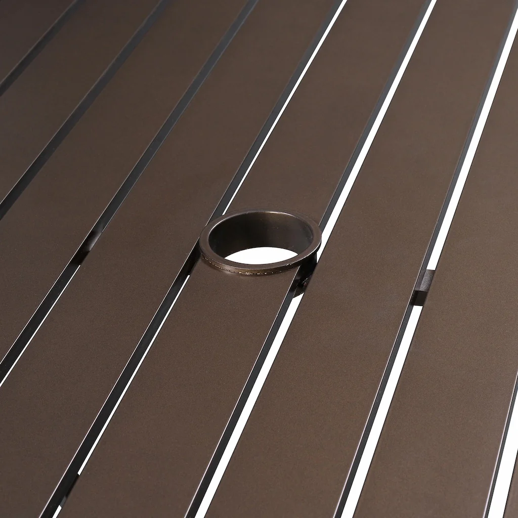 Aluminum Square Slats Table 42 inches in Bronze - Image 4