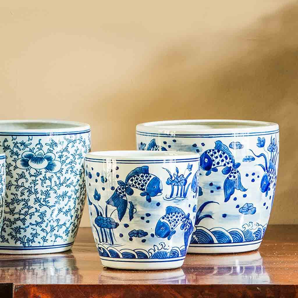 Cylinder Planter || Blue and White Mix - Image 4