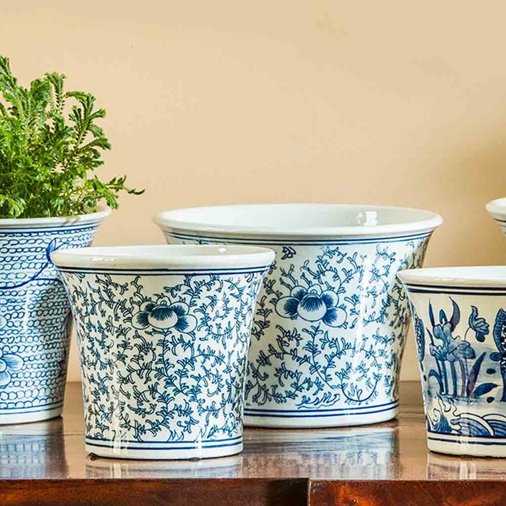 Flared Planter || Blue and White Mix - Image 3