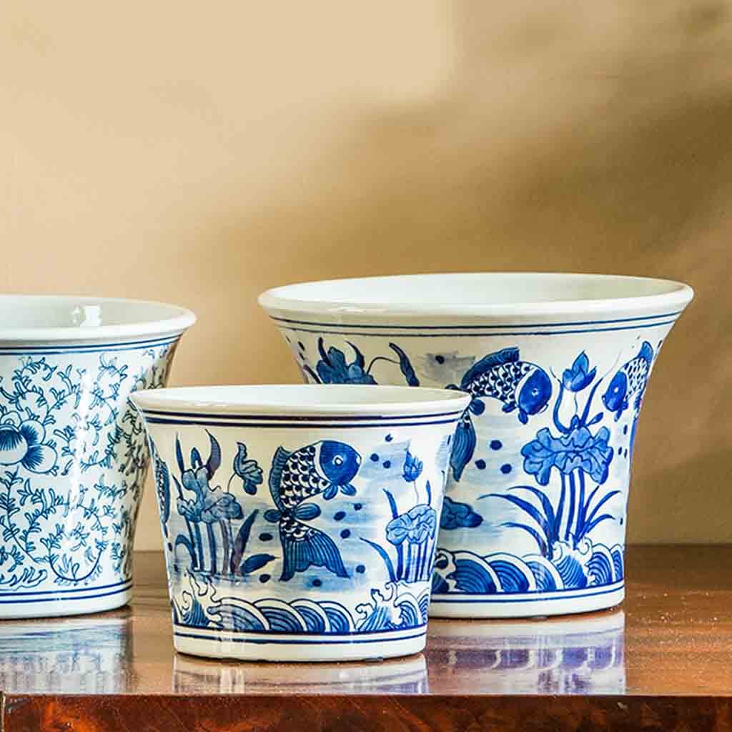 Flared Planter || Blue and White Mix - Image 4