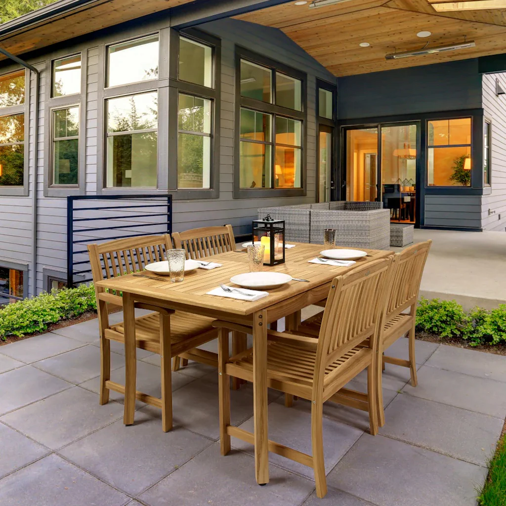 Santorini Teak Patio Dining Set - Image 6