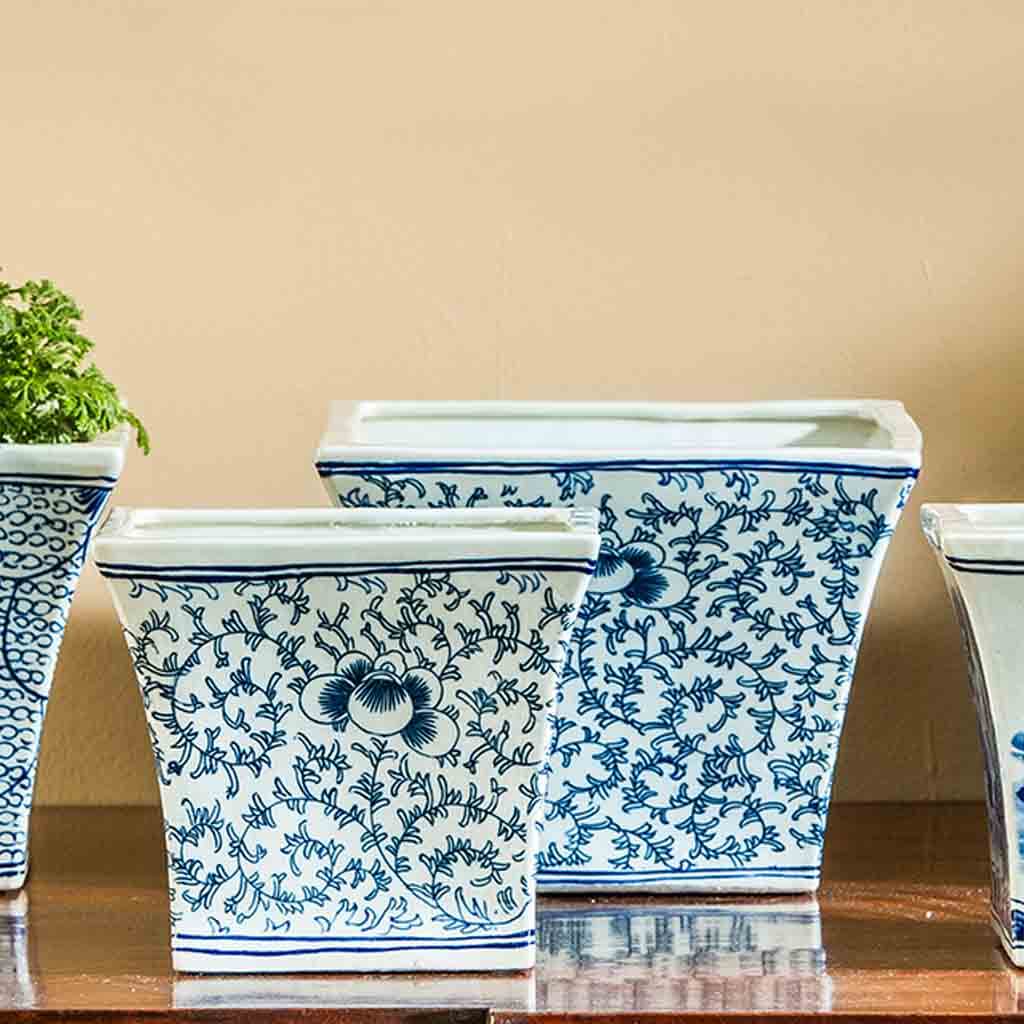 Square Flared Planter || Blue and White Mix - Image 3